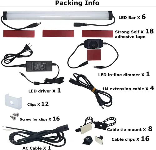 Vista 8 de Litever Kit de iluminación LED para debajo del gabinete (kit de barra de luz de 6 a 12 pulgadas) blanco cálido 3000 K, complemento de 6 pulgadas