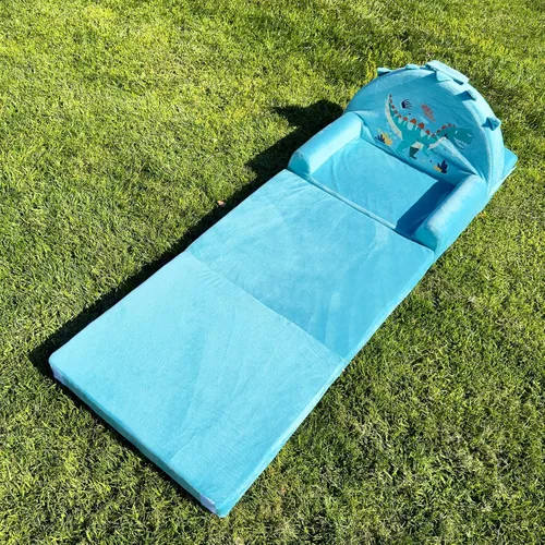Vista 4 de Sofá cama de dinosaurio para niños con funda extraíble lavable y respaldo de cinta mágica - Silla plegable para niños pequeños, cómodos muebles
