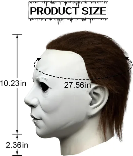 Vista 2 de Máscara aterradora de Halloween para adultos, máscara de látex clásica blanca realista de cabeza completa, espeluznante disfraz de cosplay