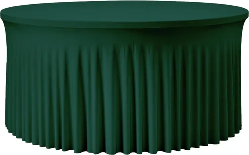 Vista 44 de Mantel redondo de 60 pulgadas en negro para mesas de 5 pies, funda de mesa ajustada de elastano con borde elástico y falda, lavable, sin arrugas