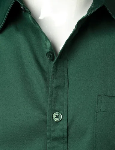 Vista 4 de ZEROYAA Camisa de vestir casual de manga corta con botones y bolsillo para hombre