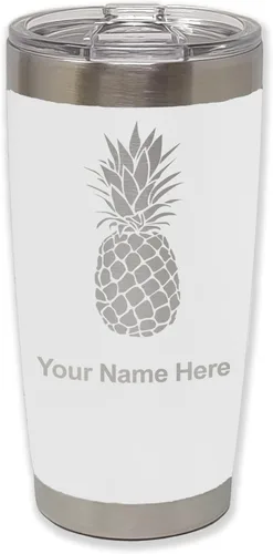 Vista 29 de LaserGram Vaso aislado al vacío de 20 onzas, piña, grabado personalizado incluido (negro)