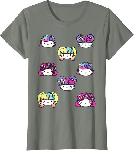 Vista 18 de hello kitty Kawaii Multi peinado Tee, Azul (Heather blue)