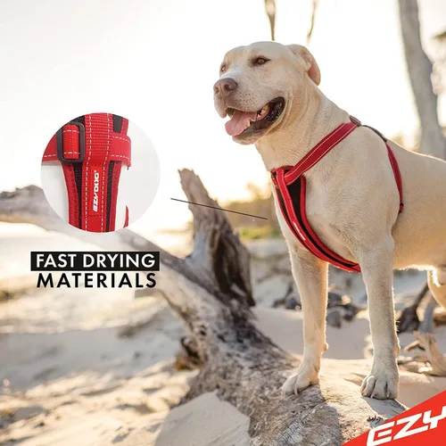 Vista 3 de Arnés ajustable para perro, de Ezydog, L, Negro Car Restraint Included, Comfort EVA Padding, Adjustable for All Breeds, Quick Release Buckles