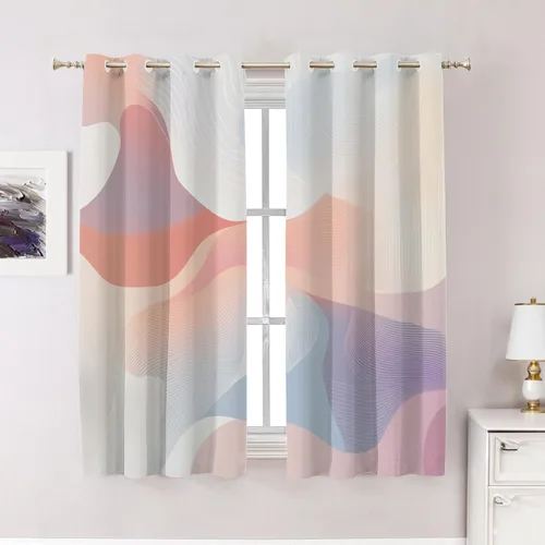 Vista 39 de Maritime Ocean Blackout Tier Curtains, Anchors Nautical Art Half Window Drapes for Kitchen with Rod Pocket,Room Darkening 2 Pack 26X24 Inches