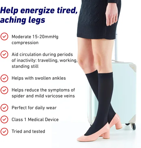 Vista 3 de Neo G Calcetines de compresión de viaje para mujer - Energizantes piernas cansadas y doloridas. Compañero de vuelo perfecto, ideal para largos