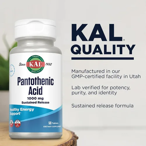 Vista 4 de KAL 1000 mg de ácido pantoténico, 50 tabletas