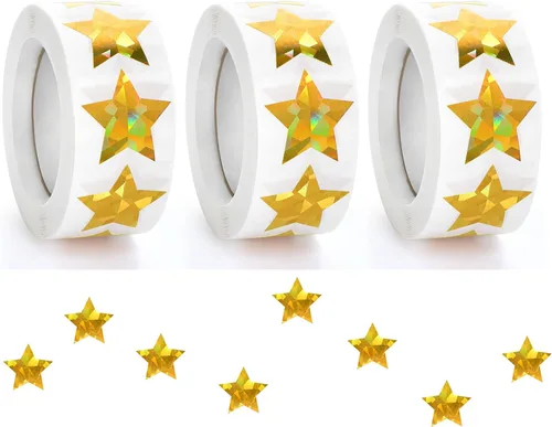 Vista 9 de Imeepa - 500 calcomanías de estrella de arcoíris, etiquetas multicolor de 1 pulgada para recompensas de niños Holographic Star Stickers for DIY