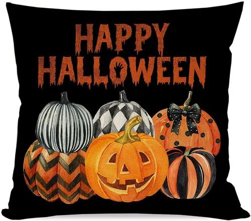 Vista 7 de PANDICORN Juego de 4 fundas de almohada de Halloween de 16 x 16 pulgadas, patas de bruja, gato negro, calabaza, feliz Halloween, fundas de almohadas