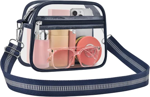 Vista 18 de Bolsa transparente para eventos de estadio, bolsa transparente para mujer, bolsa cruzada, correa de hombro ajustable para conciertos, deportes