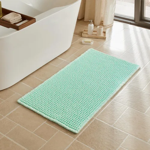 Vista 123 de Triohero Tapete de baño con diseño de gofre, tapete de baño pequeño y bohemio, antideslizante, lavable, ultra suave, súper absorbente, de secado