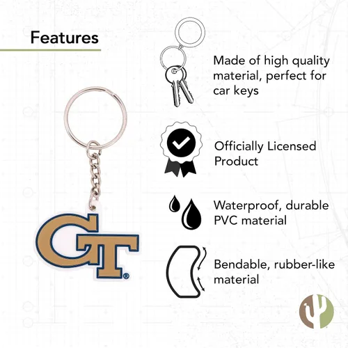 Vista 3 de Desert Cactus Georgia Tech Keychain Yellowjackets Car Keys Holder (PVC)