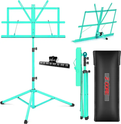 Vista 14 de 5 CORE Soporte de partituras portátil de doble uso para libros de escritorio, trípode ligero plegable ajustable de 52 pulgadas con bolsa de Negro