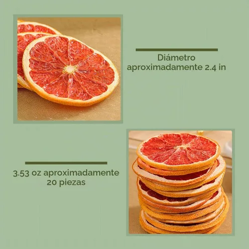Vista 4 de Mkostlich Rebanadas de pomelo seco, 3.52 oz/100 g de toronja deshidratada para cócteles, rodajas de pomelo rojo, sin azúcar añadido
