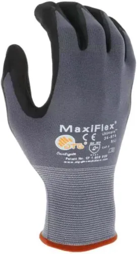 Vista 2 de MaxiFlex 34-874 Ultimate - Guantes de trabajo de nitrilo con microespuma de nylon - Negro gris - Tamaños - 12 pares (Docena)