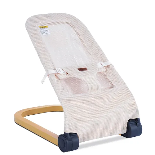 Vista 9 de Mecedora para bebé, Silla de bebé portátil y plegable con 3 ajustes de altura, Mecedora ergonómica para bebés de 0 a 6 meses, estilo de grano