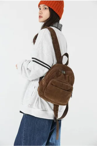 Vista 2 de Mochila pequeña para mujer, accesorios de grunge, mochila para mujer, mini mochila de viaje, Marrón, Retro