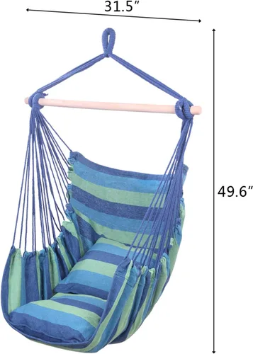 Vista 4 de Goxowo Silla colgante de cuerda – Silla hamaca para decoración de dormitorio, columpio para adultos, silla de cuerda para interiores, exteriores