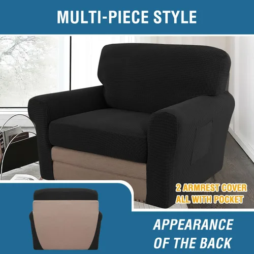 Vista 3 de H.VERSAILTEX Fundas elásticas para sillas de varias piezas, fundas para cojines ajustables para asiento y respaldo