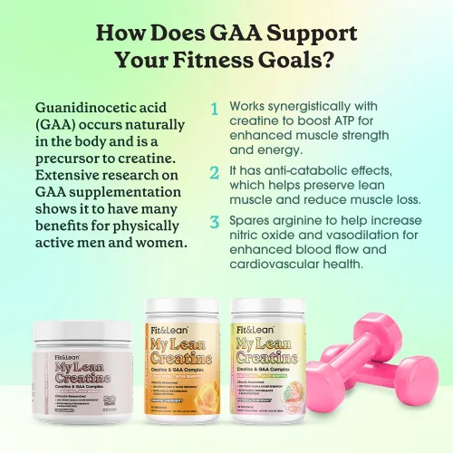 Vista 6 de Fit & Lean Creatina para mujeres, complejo de creatina en polvo My Lean con GAA, rendimiento muscular, función cognitiva y menos hinchazón