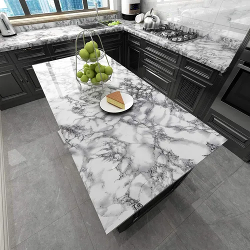 Vista 2 de Livelynine Papel tapiz de mármol para encimeras de cocina, papel de pared autoadhesivo de pegar y quitar, impermeable, papel de contacto de vinilo