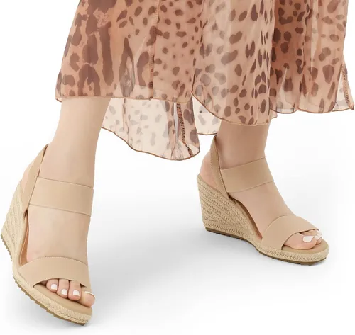 Vista 5 de DREAM PAIRS Alpargatas de punta abierta para mujer sandalias de plataforma elegantes con correa elástica para el tobillo