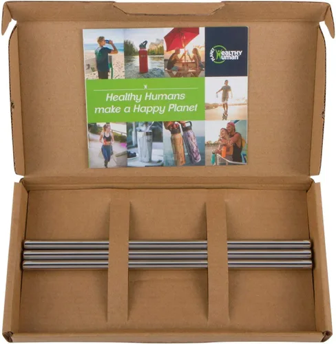 Vista 3 de Healthy Human Juego de 3 popotes de acero inoxidable reutilizables sin BPA, ideales para vasos de 20 onzas