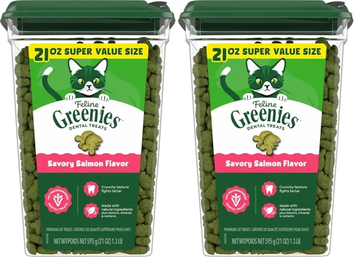 Vista 14 de Greenies Golosinas para gatos, golosinas dentales naturales para gatos adultos recomendadas por veterinarios felinos, sabroso sabor a salmón, bolsa