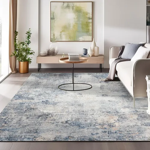 Vista 23 de jinchan Alfombra de área de 8 x 10 pies, moderna, abstracta, lavable, para sala de estar, verde musgo, multicolor, suave, contemporánea, decoración