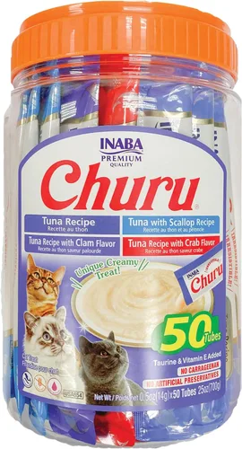Vista 20 de INABA - Golosinas Churu para gatos, puré cremoso para gatos, sin cereales, que se puede lamer y exprimir / suplemento con vitamina E y taurina, 0.5