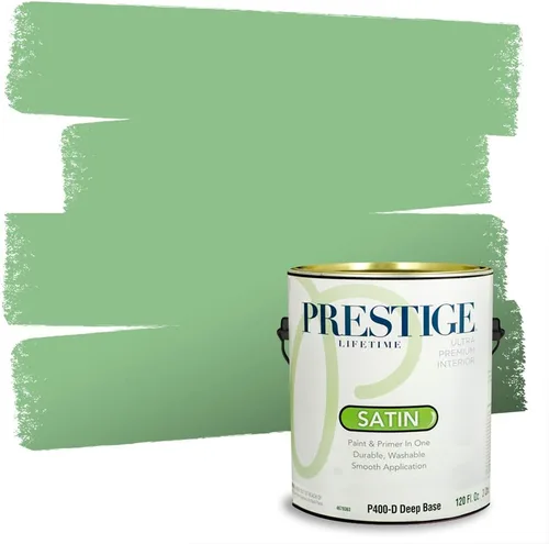Vista 177 de PRESTIGE Pintura exterior e imprimación en uno, aloe, plano, 1 galón