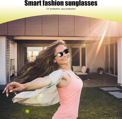 Vista 4 de Lentes inteligentes con altavoz Bluetooth, lentes de sol polarizados, protección UV, control de voz, audio de oído abierto, micrófono HD