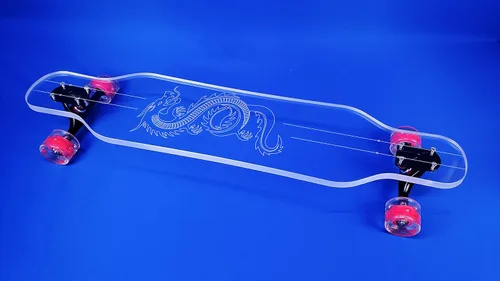 Vista 2 de GHOST BOARDS Clear Longboard Skateboard - Transparent Acrylic Long Boards with Light-Up LED Wheels for Smooth Rides - Ride The Streets in Style with