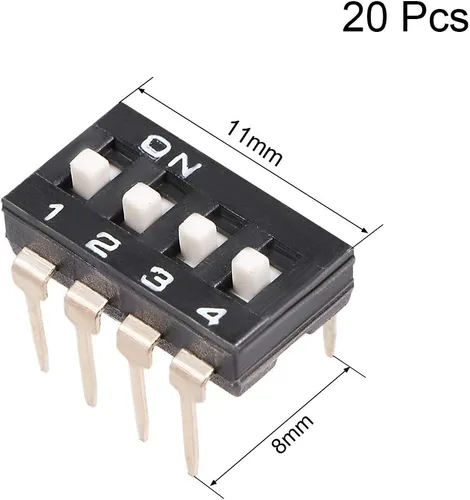 Vista 3 de uxcell 20 unids negro DIP interruptor 1 2 3 4 posiciones 0.100 in echada para circuito placas de pan PCB