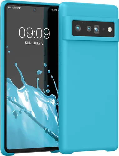 Vista 332 de kwmobile Funda Compatible con Google Pixel 6 Pro - Funda de Teléfono de Silicona TPU con Acabado Suave - Azul Caribe