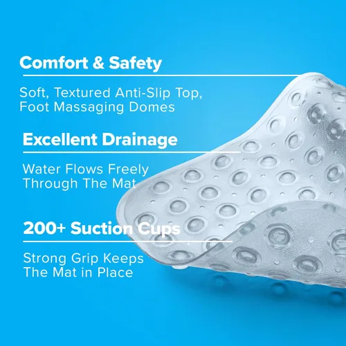 Vista 7 de SlipX Solutions - Alfombrilla extra larga y de agarre fuerte para bañera y ducha, para ancianos y niños, de 39 x 16 pulgadas, antideslizante