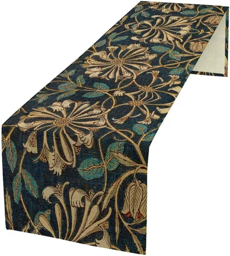 Vista 9 de Camino de mesa con diseño de patas de perro, lindo animal con estampado de patas de cachorro, decoración de fiesta de cumpleaños, casa de campo