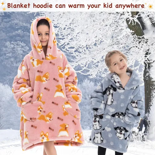 Vista 6 de Century Star - Manta con capucha portátil para niños, bebés, sudadera de gran tamaño, sudadera de forro polar bonita, manta Sherpa para niñas y niños