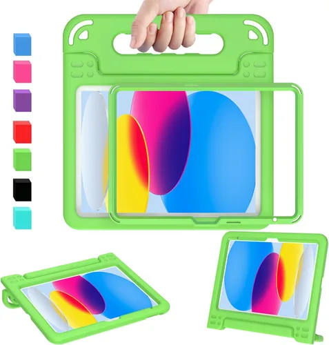 Vista 21 de AVAWO - Funda infantil para iPad de 10.9 pulgadas con protector de pantalla integrado, duradera, a prueba de golpes, ligera, con mango protector