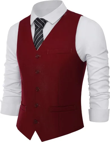Vista 15 de BABEYOND Chaleco de traje para hombre, chaleco ajustado, chaleco de vestir de negocios para traje de esmoquin Rayas negras