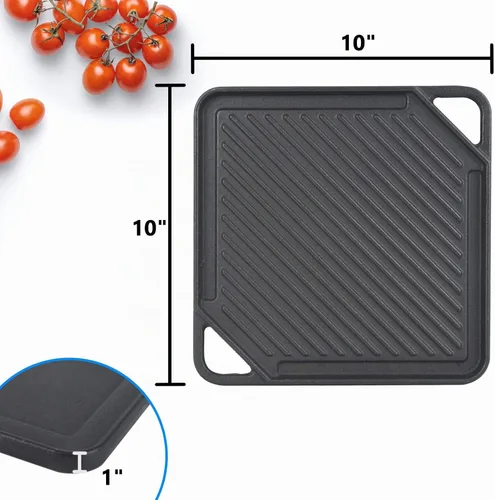Vista 4 de GasSaf Plancha reversible de hierro fundido, sartén de doble cara perfecta