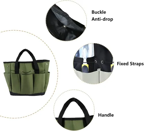 Vista 2 de SEIWEI Bolsa de jardinería Bolsa de herramientas de jardín, organizador para el hogar, kit de herramientas de jardinería, bolsa Oxford, organizador