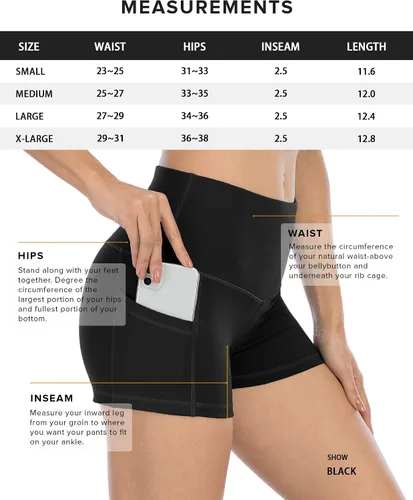 Vista 6 de CHRLEISURE Spandex Yoga Shorts with Pockets for Women, High Waisted Workout Booty Shorts 3in