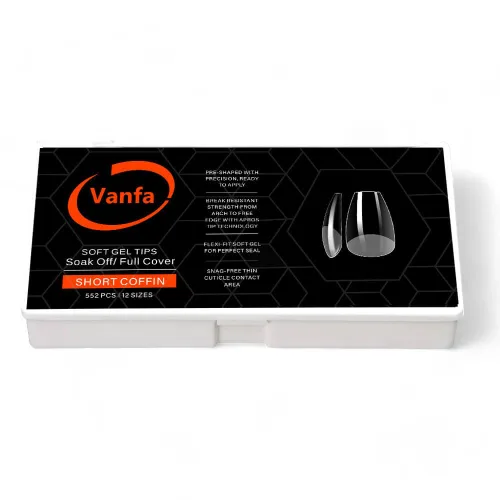 Vista 14 de Vanfa Punta de gel suave para extensiones de uñas, puntas de uñas a presión, puntas de cobertura completa (transparente - almendra mediana)