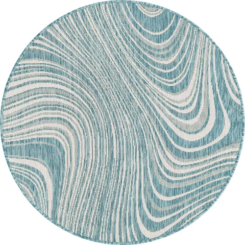 Vista 17 de Unique Loom colección moderna para exteriores - Alfombra de área para piscina (2 pies x 6 pies 1 pulgada alfombra de pasillo, color azul/marfil)