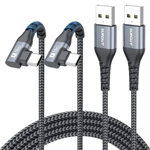 Vista 11 de Cable USB C de ángulo recto de 6 pulgadas, cable USB C corto de carga