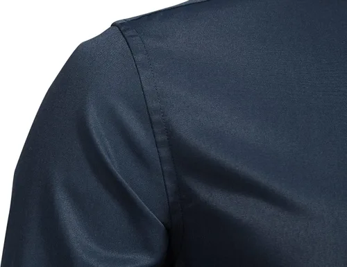 Vista 3 de VANCOOG Camisas de vestir de manga larga con cuello de banda, para hombre