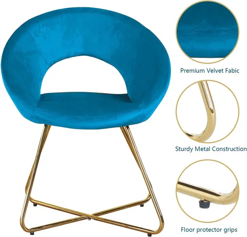Vista 4 de Juego de 2 sillas modernas de terciopelo para sala de estar, sillas de comedor, sofá individual, cómodas sillas tapizadas, sillas de descanso
