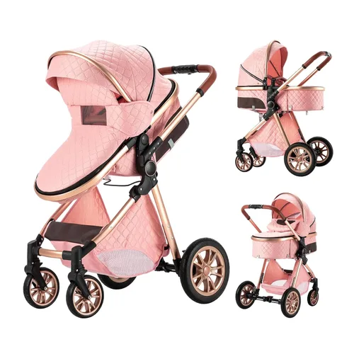 Vista 11 de Cochecito de bebé 2 en 1 con función de cochecito, plegable, portátil, cómodo, para bebés de 0 a 36 meses (negro)