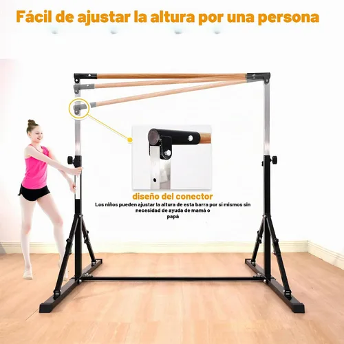 Vista 5 de MARFULA Adjustable 5 Ft Folding Gymnastics Kip Bar for Kids Ages 3-18 Negro